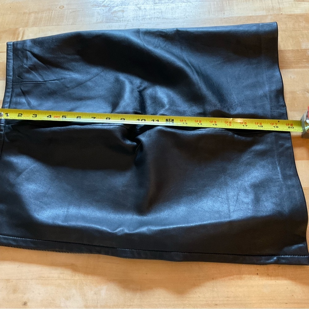 Express Genuine Leather Skirt 7/8 Black Midi Zip Front 2-Way Zipper - Picture 16 of 16